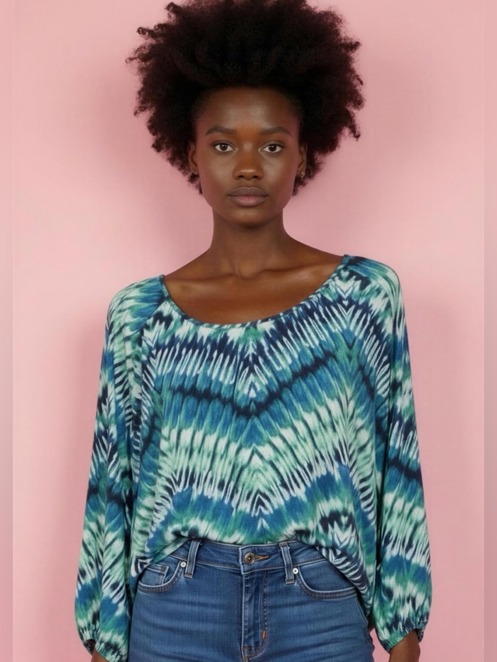 Chico’s Lightweight Tie-Dye Blouse Size L